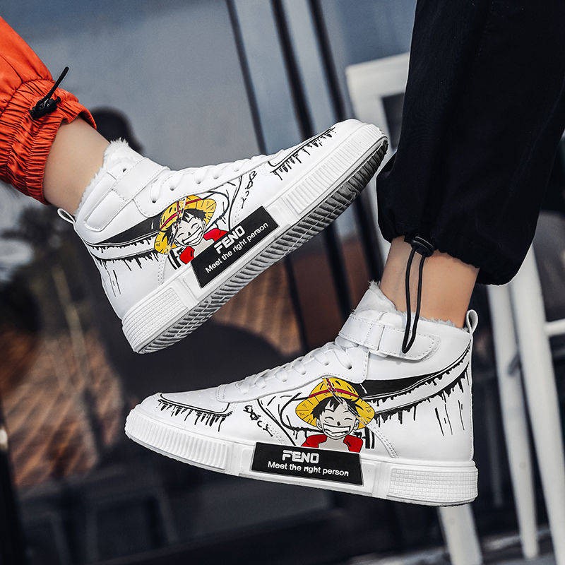One Piece High Top Graffiti Plus Velvet giày nam | BigBuy360 - bigbuy360.vn