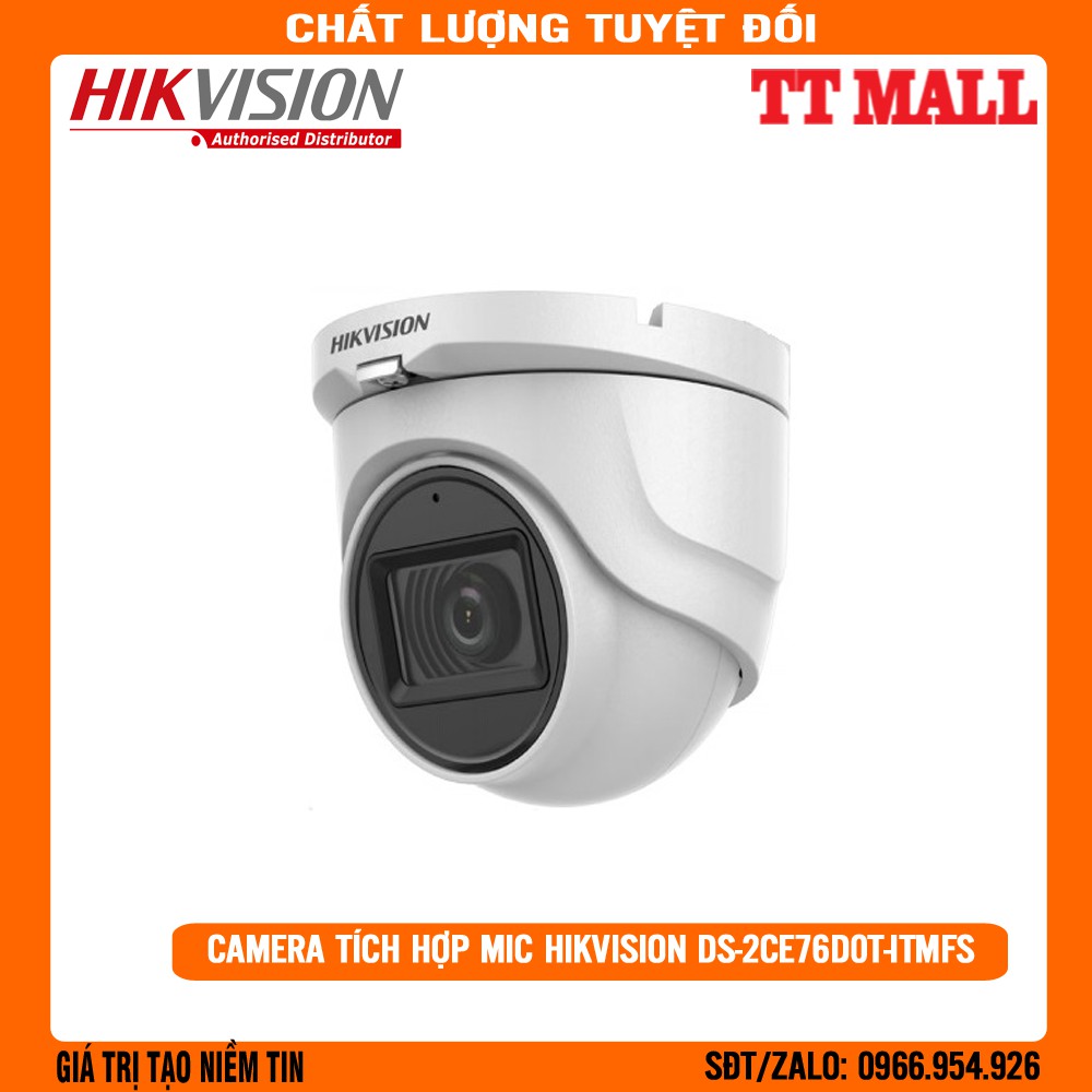 Camera Dome HD-TVI hồng ngoại 2.0 Megapixel HIKVISION DS-2CE76D0T-ITMFS Hàng chính hãng bảo hành 2 năm