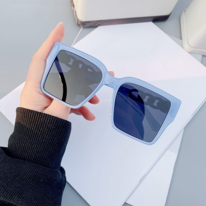 (YUZHU) Kính Mát Gọng Vuông Oversize Thời Trang Phương Tây Retro Hàn Quốc