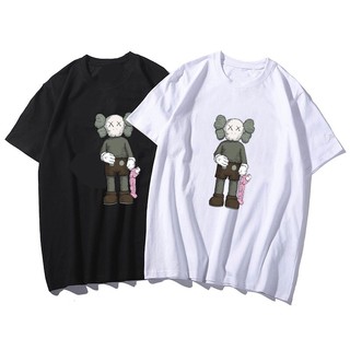 Áo thun KAWS Nam Nữ cổ tròn màu Đen Trắng - Áo phông KAWS Ngắn tay không cổ unisex vải dày co giãn thời trang