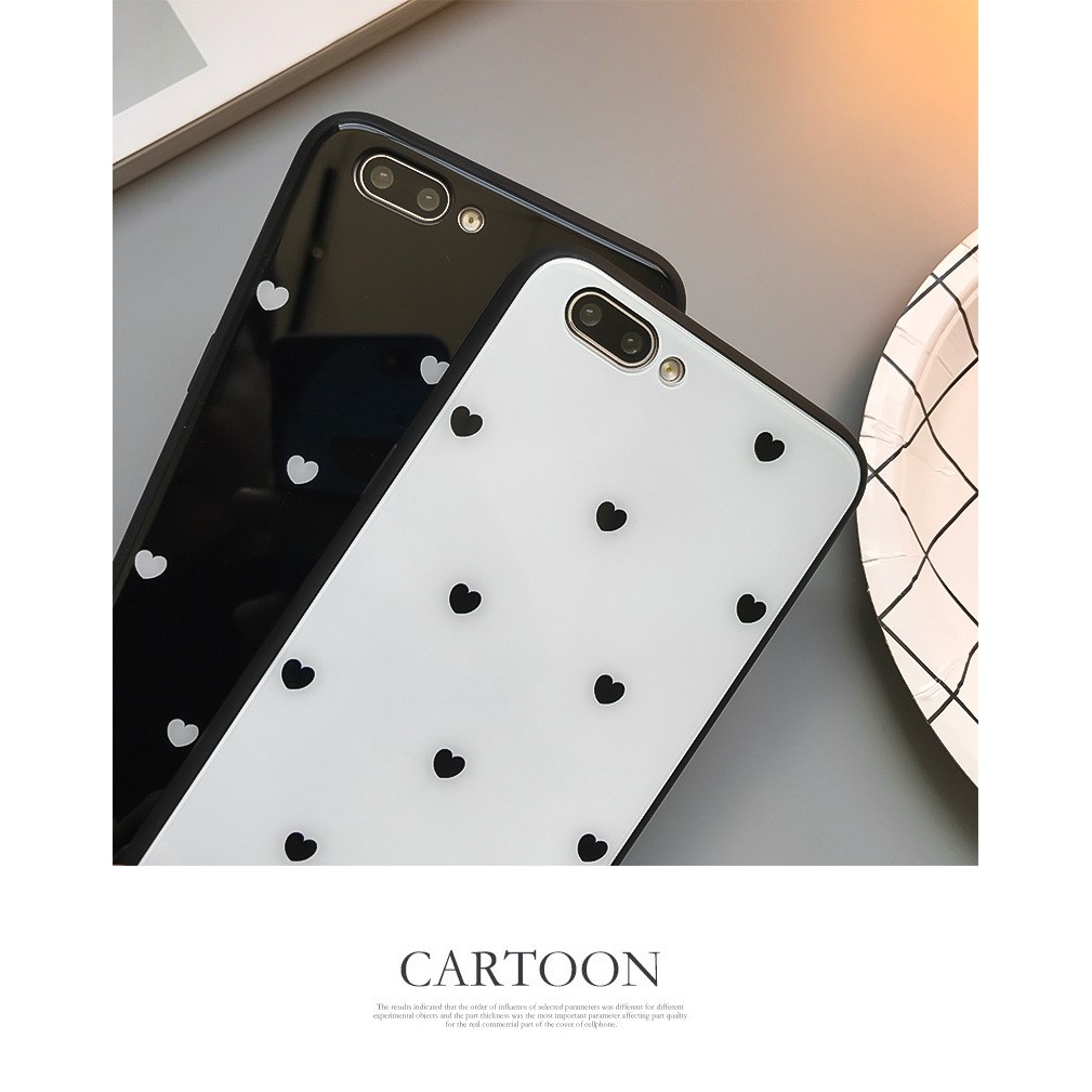 Ốp Điện Thoại Kính Cường Lực Họa Tiết Trái Tim Cho iPhone 6 6s 7 8 Plus X XS Max XR 13 Mini 12 Mini 11 12 13 ProMax 13 12 11 Pro
