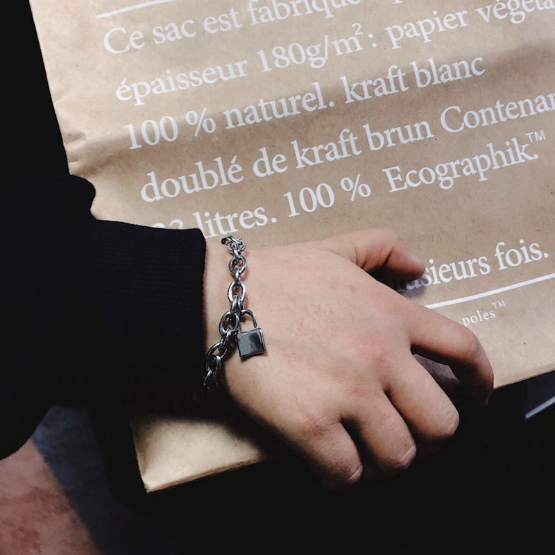 Vòng Đeo Tay Hình Ổ Khóa Độc Đáo Cá Tính Phong Cách Hip-Hop Hàn Quốc