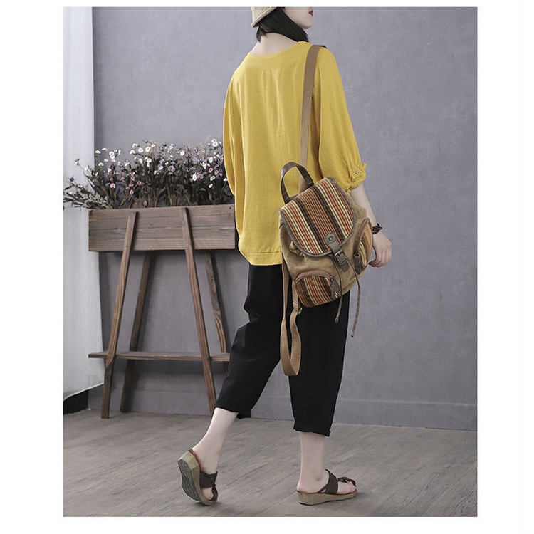 Áo thun tay cánh dơi dáng rộng thời trang mùa hè cho phụ nữ trung niên