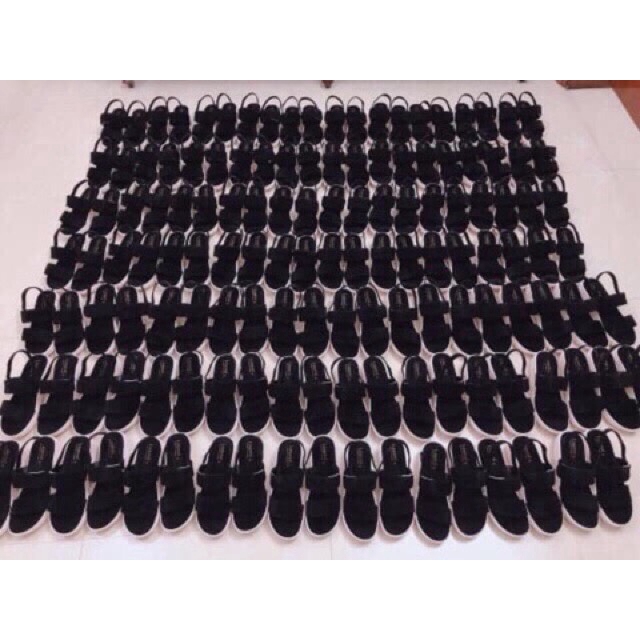 Sandal Bánh Mì Quai Ngang Da Lộn Đế Trắng Cao