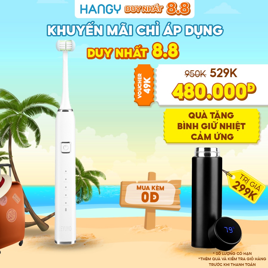 [Mã FMCGMALL -8% đơn 250K] Bàn chải điện đánh răng 3D LEYUYO nhập khẩu HANGY