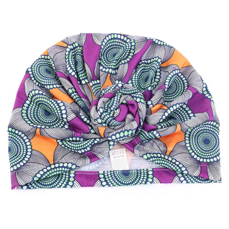 Mũ Turban Thắt Nút Họa Tiết Hoa Phong Cách Dân Tộc Hồi Giáo Cho Bé