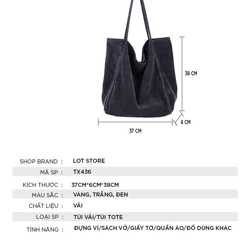 [Mã FASHIONGREEN264 giảm 10% tối đa 30k đơn từ 99k] Túi xách tote vải bố đeo chéo mềm giá rẻ đi học TX436