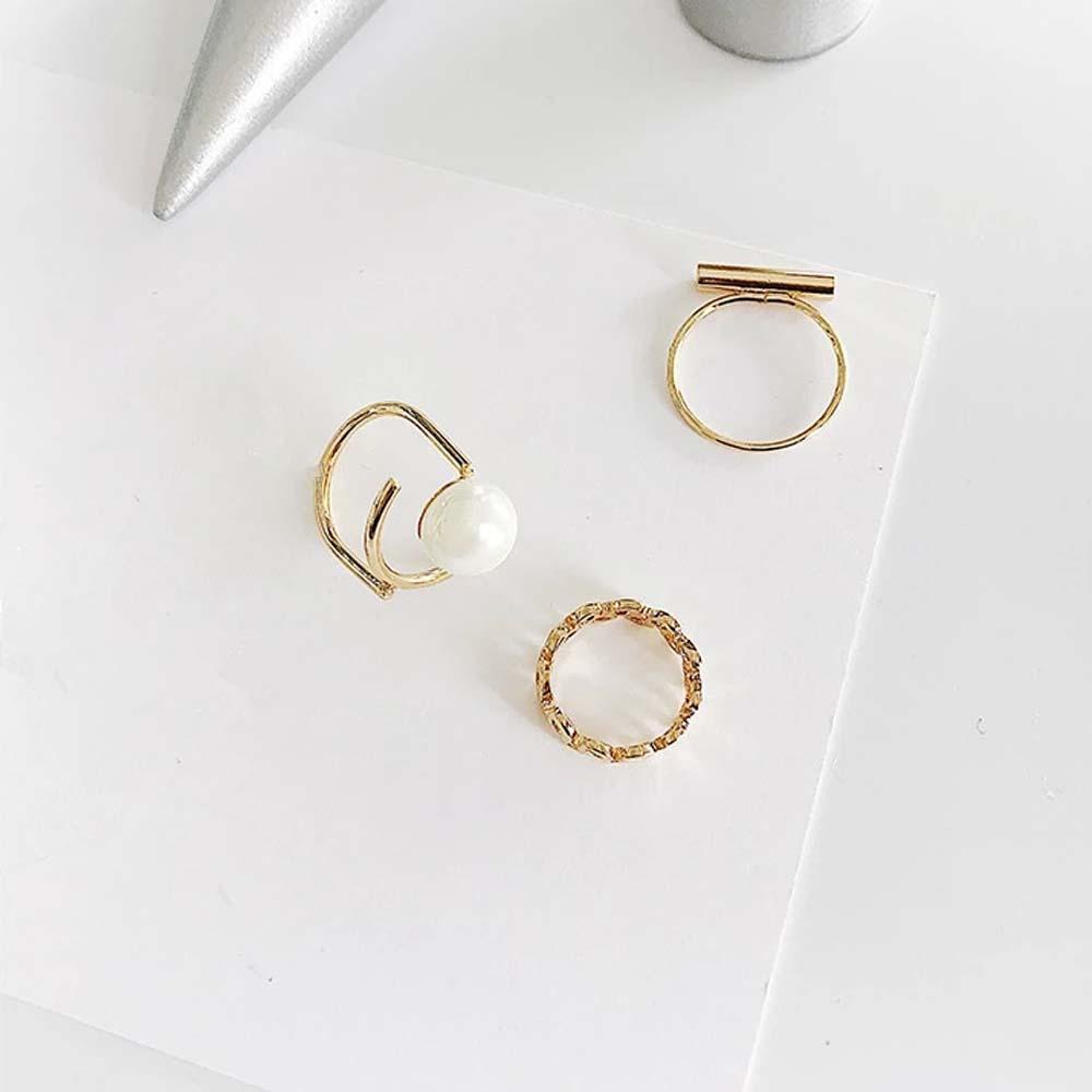 Set 3 Nhẫn Đối Xứng Phong Cách Hàn Quốc Thời Trang Cho Nữ