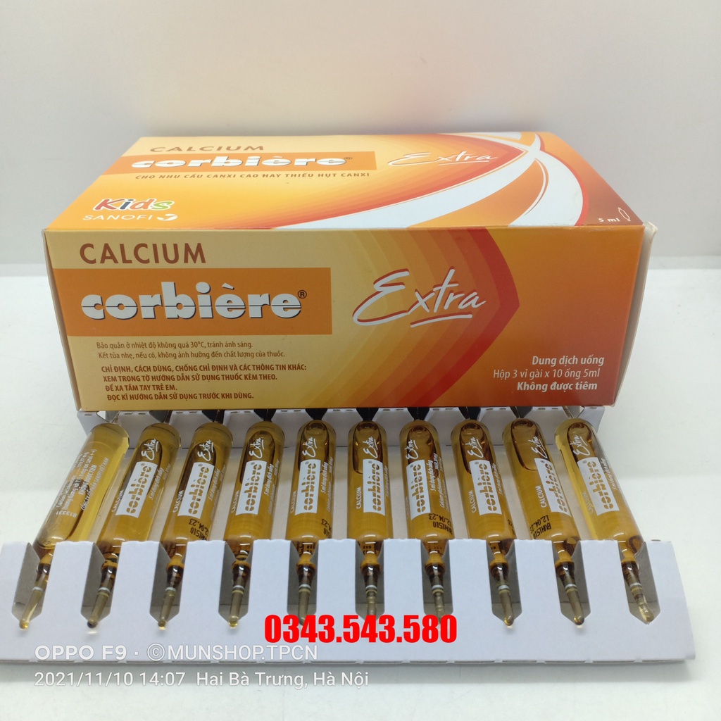 CALCIUM corbiere Extra hộp 30 ống - Bổ sung canxi trong hỗ trợ phòng ngừa loãng xương