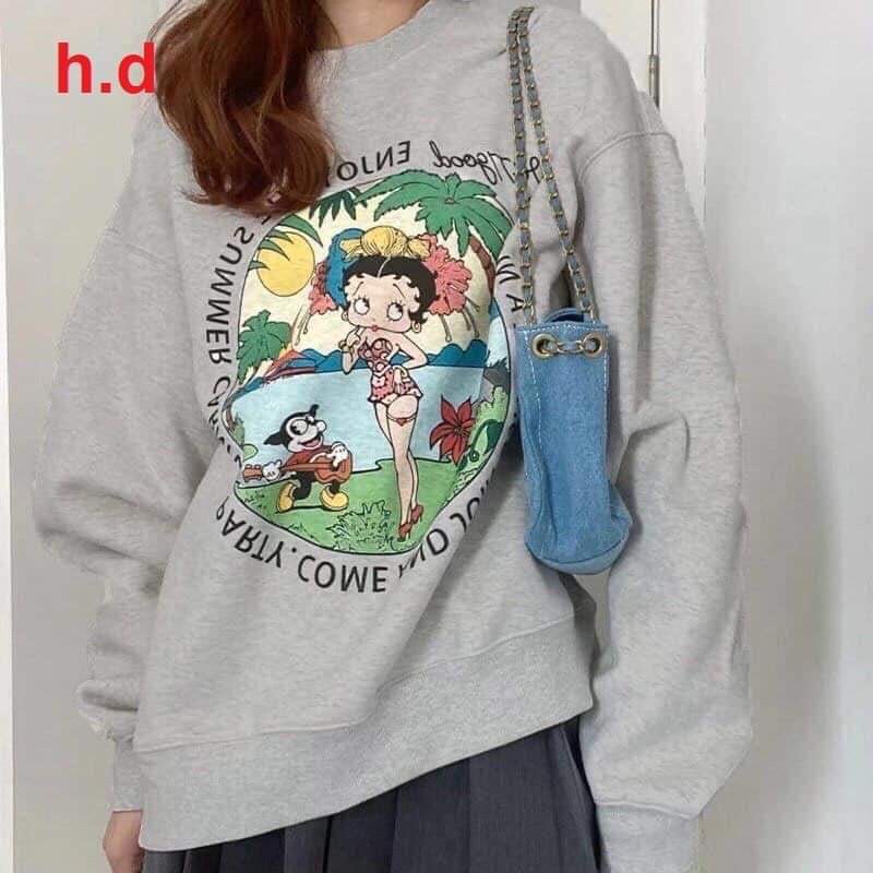 Áo nỉ bo xám cotton HD12