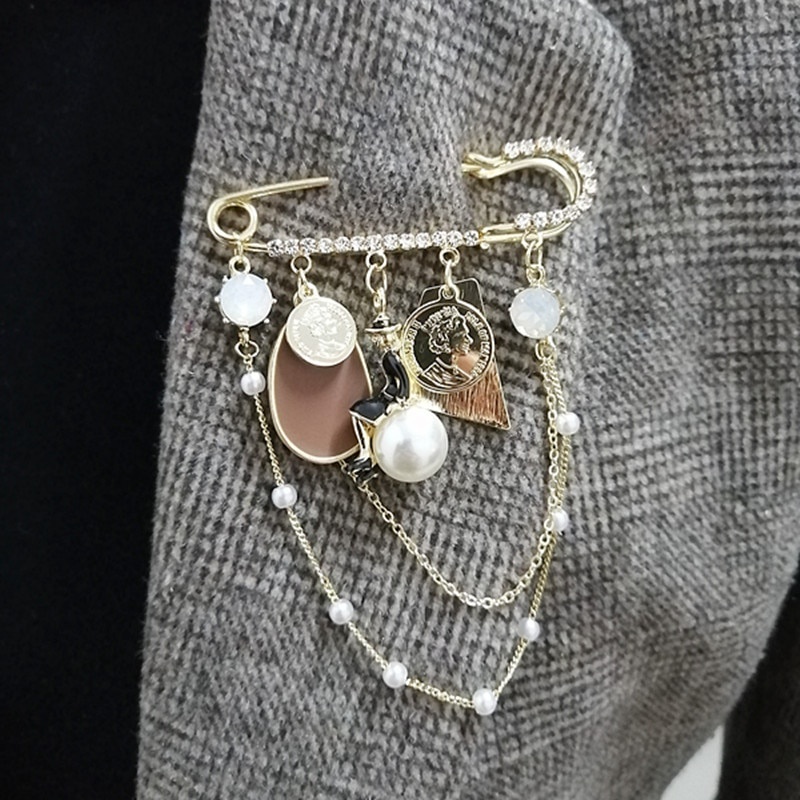 Ghim cài áo hình hoa trà phối ngọc trai giả thời trang cho nữ