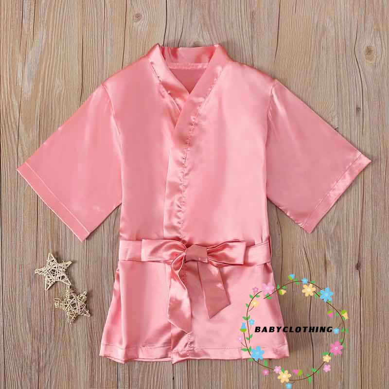 Áo Choàng Tắm Kiểu Kimono Bằng Lụa Satin Cho Bé Gái