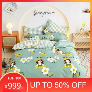 [ XƯỞNG CHĂN GA ] -  CÔ GÁI MŨ VÀNG & HOA Bộ chăn ga gối Cottong Polly Nhập Khẩu