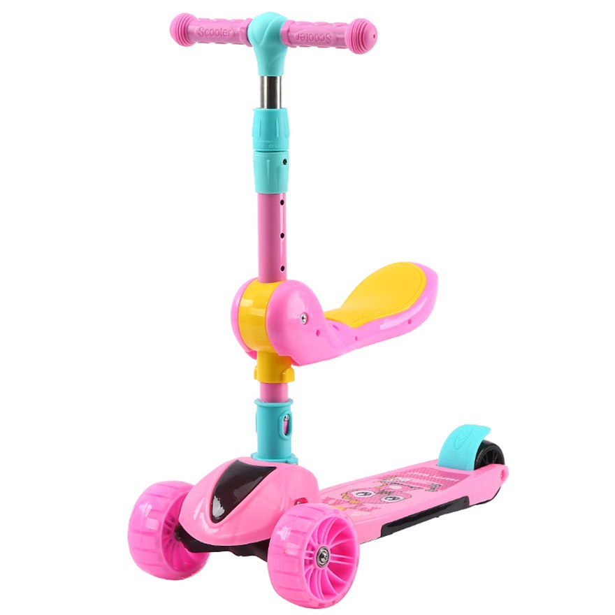 Xe trượt Scooter 3 bánh đa năng có đèn led phát sáng, có nhạc và ghế ngồi cho trẻ em - Xe thăng bằng có nhạc dành cho bé