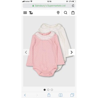 Set 2 bodysuit trắng/hồng TU Clothing _hàng chính hãng Anh