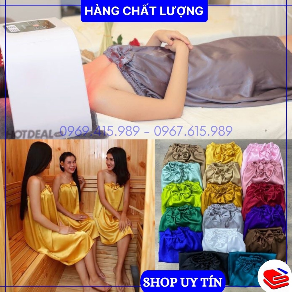 Váy quây spa lụa cao cấp, mát mịn, chun chắc chắn, váy quây mặc triệt lông, massage có nơ | BigBuy360 - bigbuy360.vn