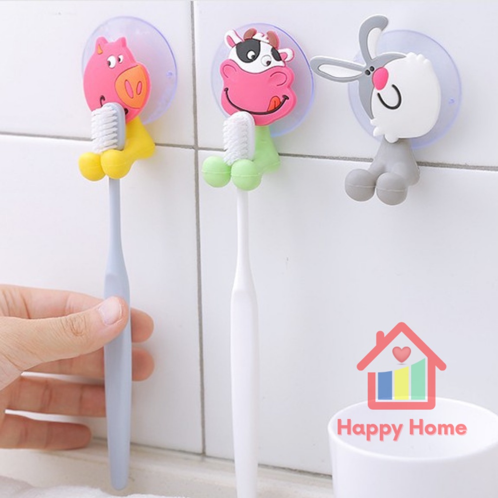 Kẹp treo bàn chải đánh răng, cáp sạc đáng yêu hút chân không Happy Home