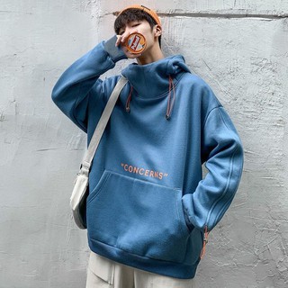 Áo hoodie cổ cao có dây rút unisex [hàng order]