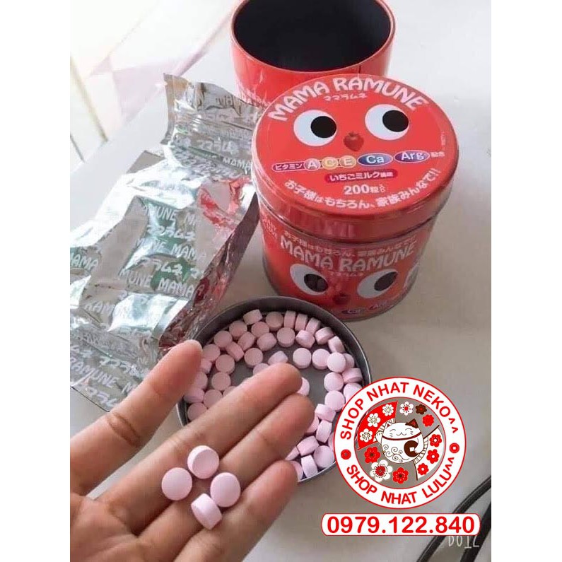 Kẹo vitamin cho trẻ biếng ăn Mama Ramune 200 viên Nhật Bản