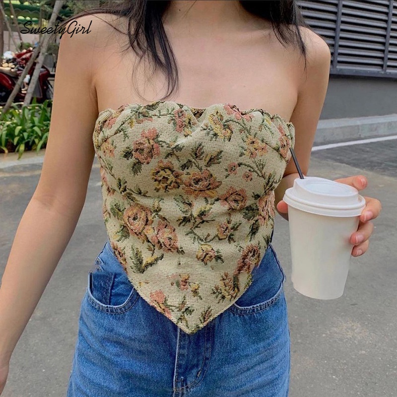 Áo ống in họa tiết hoa nhiều màu thời trang cho nữ