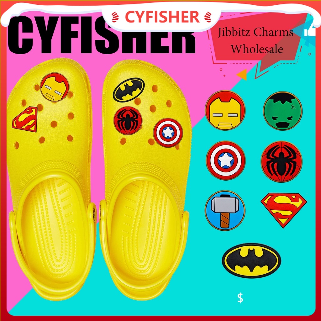 Mới Phụ Kiện Trang Trí Giày Dép Crocs Hình Nhân Vật Siêu Anh Hùng Marvel CD Hoạt Hình