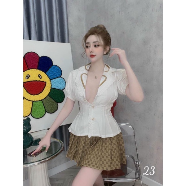 Set áo sơ mi + váy guci