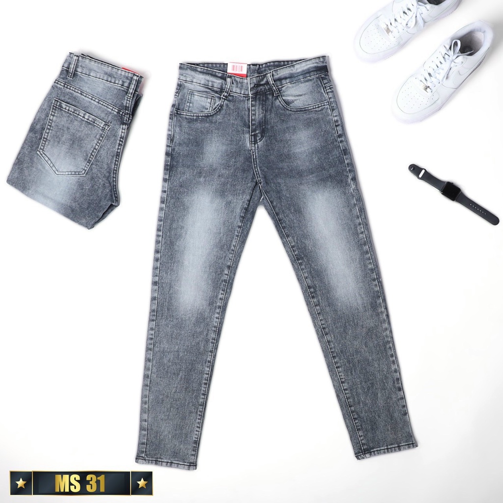 Quần jean nam co giãn 4 chiều, quần bò trơn dáng ôm chất vải cao cấp CAROLLSTORE MS31