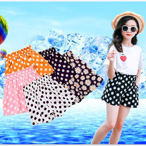 Quần Short Ống Rộng Mềm Mại Thời Trang Mùa Hè Cho Bé Gái 3-14 Tuổi