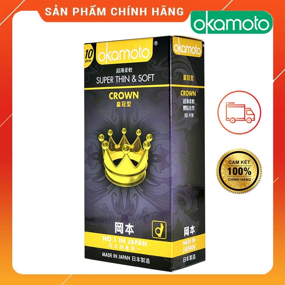 Bao Cao Su Kích Cở Nhỏ, Siêu Mỏng Và Mềm Mại Okamoto Crown (Hộp 3C)IDC