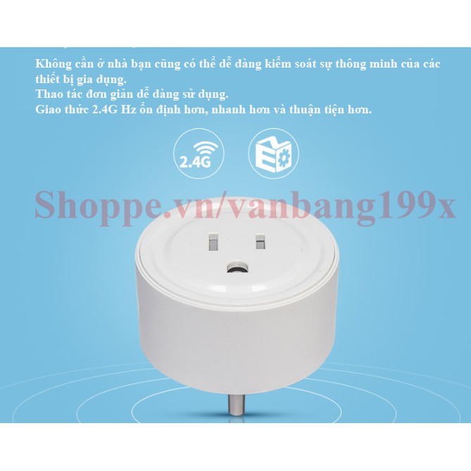 (APP tiếng việt) Ổ cắm điều khiển từ xa qua WIFI, chuẩn USA, có nút bật/tắt trực tiếp, điều khiển giọng nói,có hẹn giờ