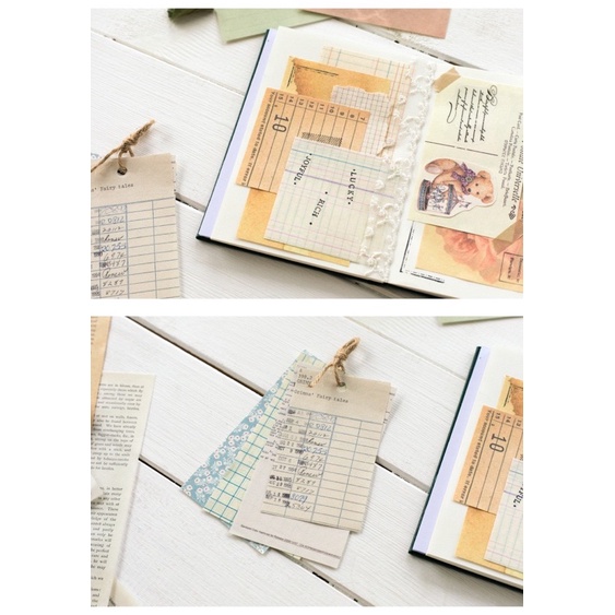 Set 60 tờ giấy phong cách vintage retro cổ điển trang trí sổ bullet journal