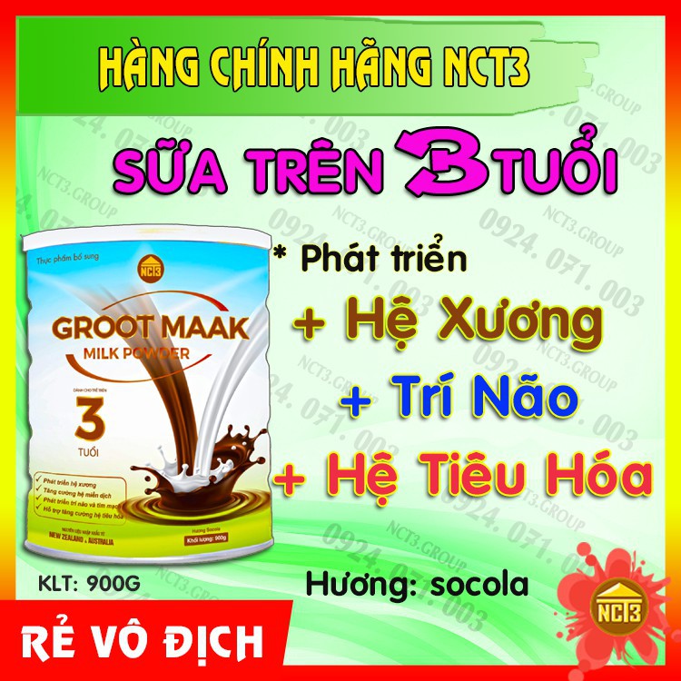 Sữa Bột Cho Trẻ Trên 3 tuổi GROOT MAAK SOCOLA (900g) (Hàng chính hãng công ty NCT3 )