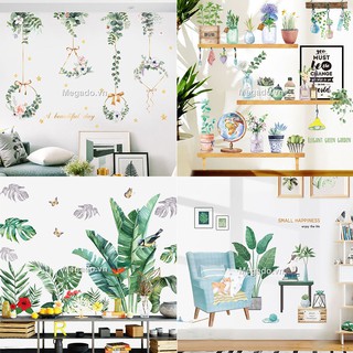 Decal lá cây mầu xanh nhiều mẫu, decal dán tường lá xanh, decal cây xanh, decal cây [BL0001]