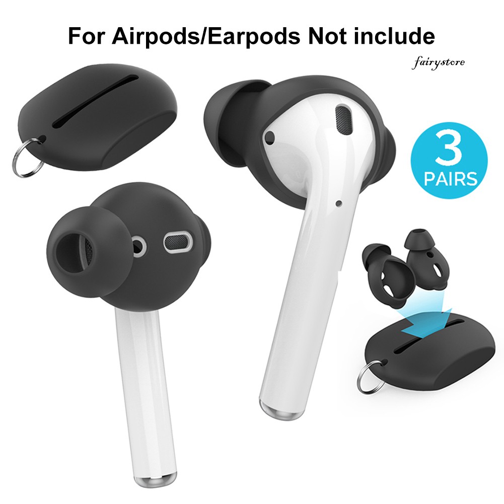 Fs Set 3 Cặp Nút Tai Nghe Nhét Tai Silicon Kèm Hộp Đựng Cho Air-pods 1 2