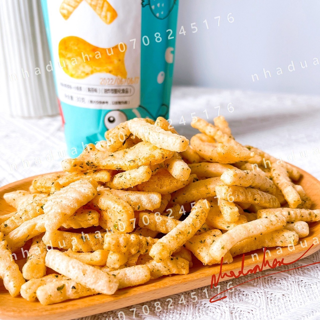 HOT- Một gói bánh snack bimbim không dầu vị tôm cá mực rau củ cho bé Lang Lang Hongkong gói 30gam