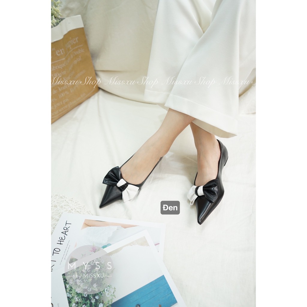 Giày búp bê mũi nhọn da vân phối nơ Myss - BB24 | BigBuy360 - bigbuy360.vn