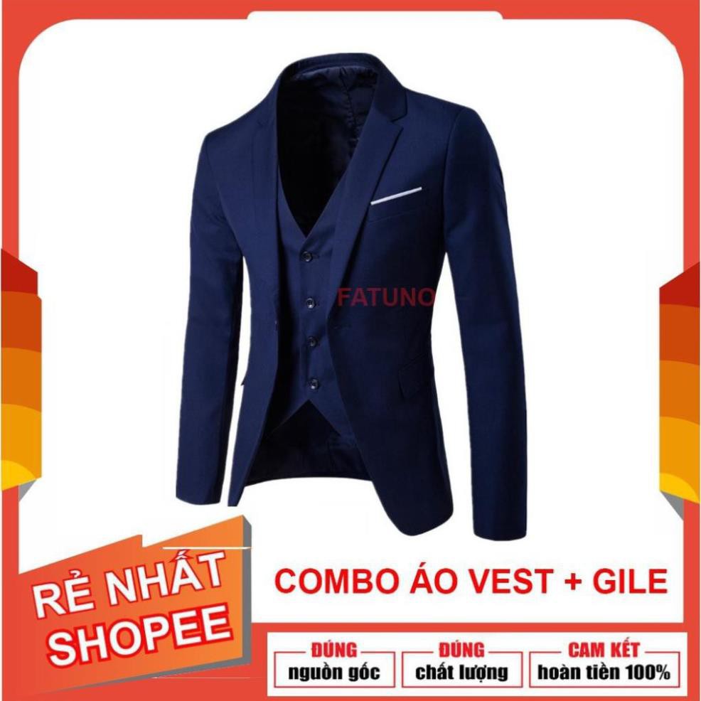 [Siêu rẻ]Combo áo Vest và áo Gile nam lịch lãm phong cách hoàng gia