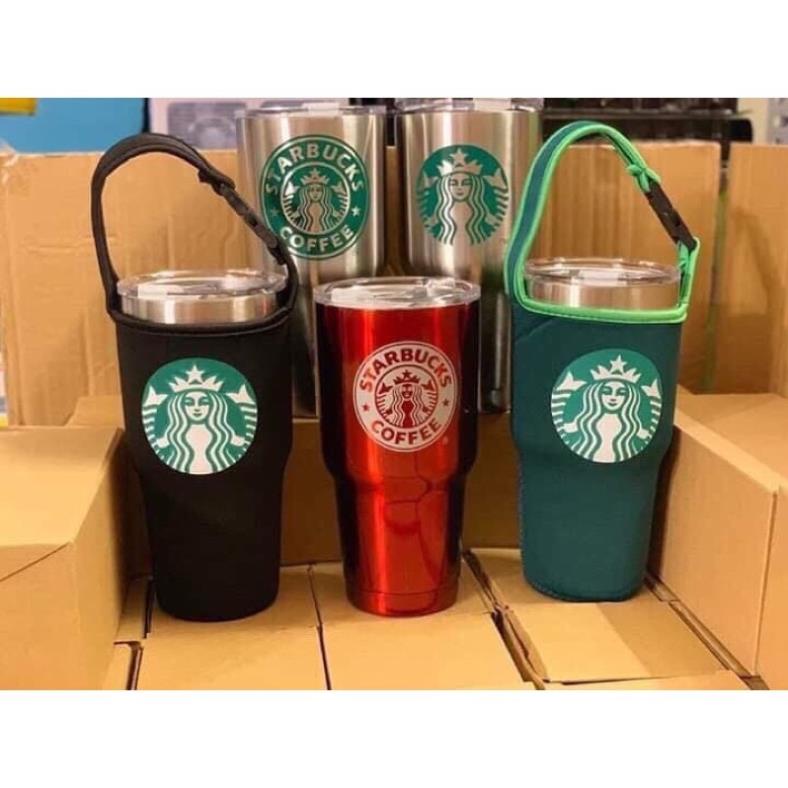 Túi Đựng Bình - Ly Giữ Nhiệt Starbuck Màu Xanh Rêu phù hợp bình 900ml