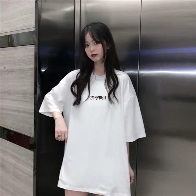 Áo phông in chữ CONVENIEE đen trắng [FREESHIP]áo dáng unisex hàng đủ size, áo thun nam nữ siêu đẹp chất, chất cotton mềm