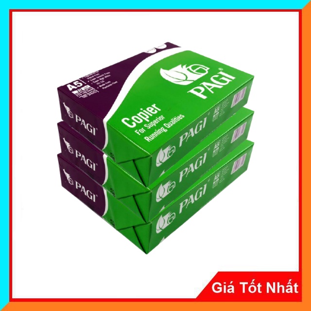 Giấy In A5 Pagi Định Lượng 70mgs ,Độ Trắng 90,Đóng Gói 500 tờ/ram Có Màng Co Chống Ẩm Phù Hợp Với Các Loại Máy In