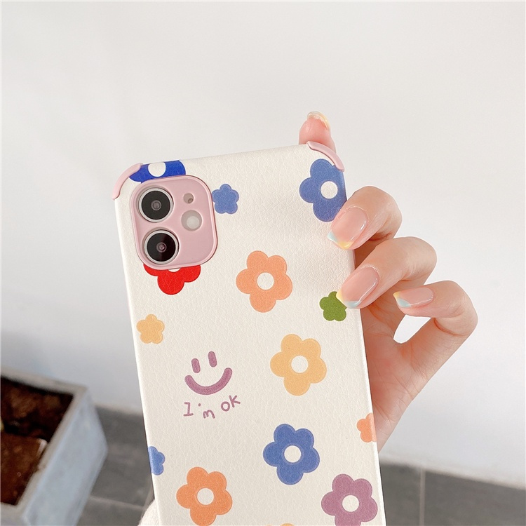 ốp lưng chống sốc điện thoại Lambskin Little Sun flower shockproof iphone case for IPhone 7/8 SE 2020 7P/8Plus X XS XR 11 12 Pro Max #PHF#