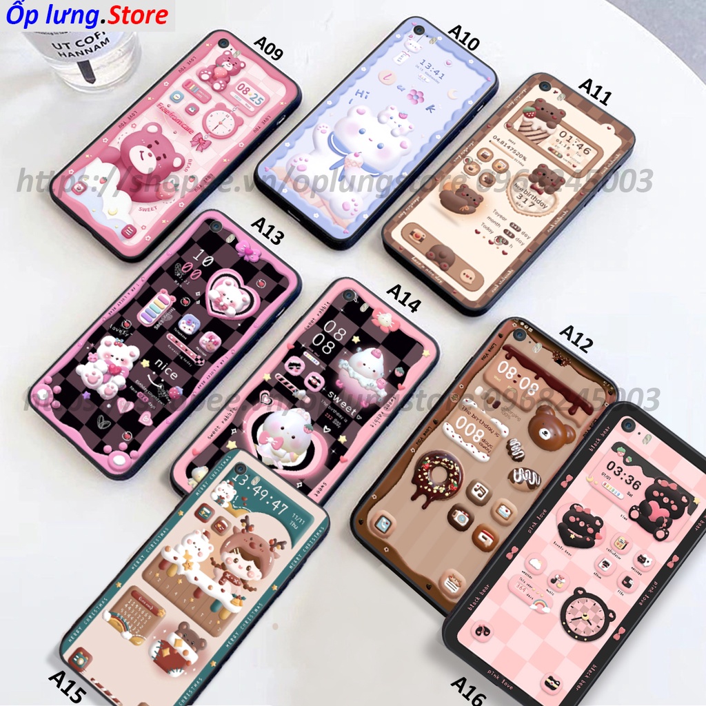Ốp lưng Iphone 5 / 5S / 5SE in hình 3D gấu cute xinh xắn cạnh viền vuông bảo vệ camera