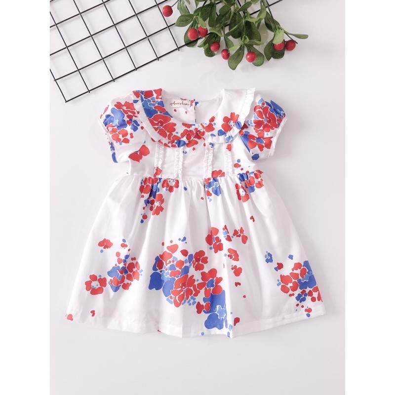 ĐẦM ANNIE CỔ SEN VIỀN BÈO HOA TRẮNG