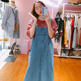 Yếm váy Jeans dáng dài