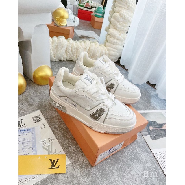 Hm(ẢNH THẬT) Giày Thể Thao Nữ Xanh Lá Kem Da Mềm Êm Fullbox Bill Túi Hãng Cao Cấp