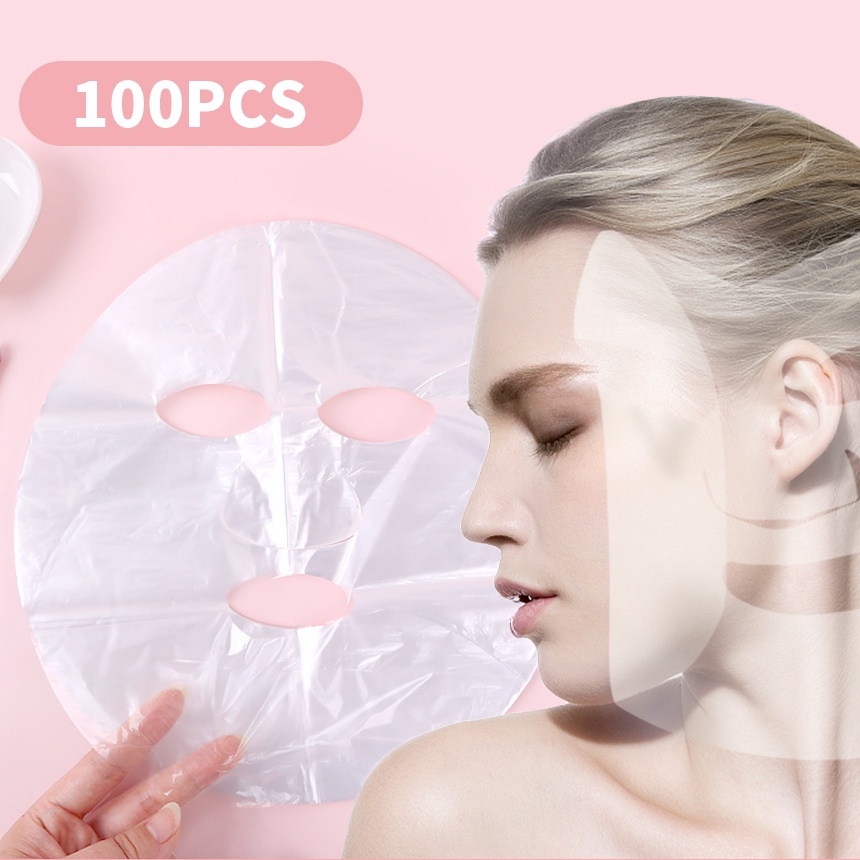 Set 100 Mặt Nạ Nhựa Trong Suốt Chất Lượng Cao Dưỡng Ẩm Bảo Vệ Da Ốp