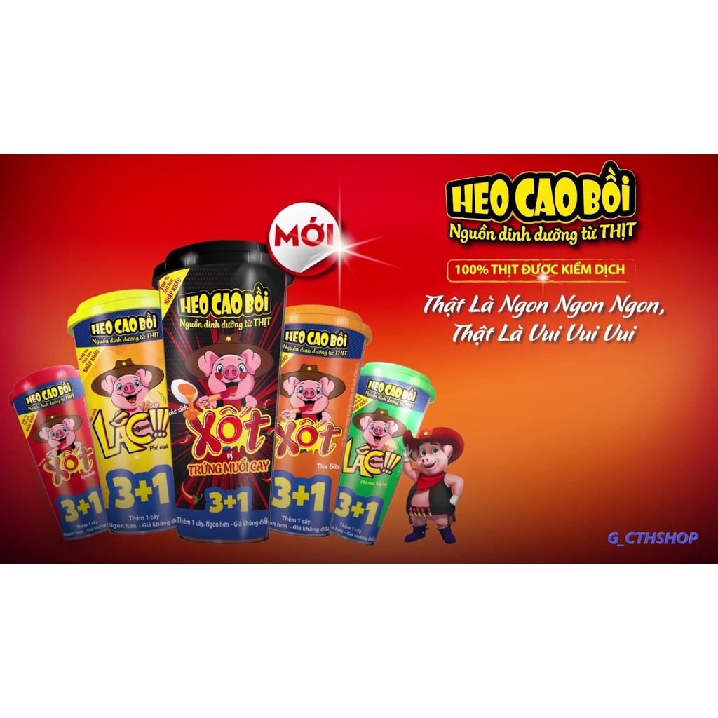 Combo 10 hũ xúc xích lắc Heo Cao Bồi