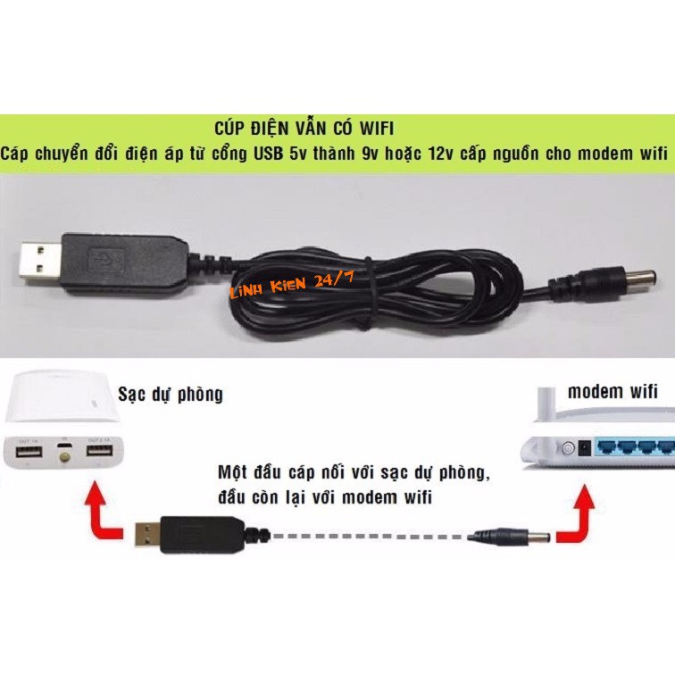 Module Cáp Chuyển Đổi USB 5V Lên Nguồn DC 12V