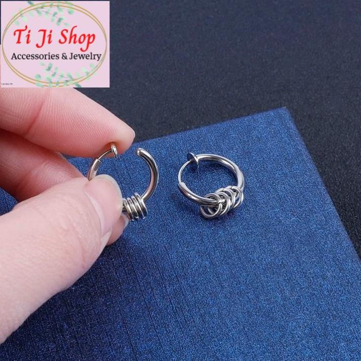 BÔNG TAI INOX KHOEN TRÒN THỜI TRANG KPOP đẹp, không đen, - số lượng 1 chiếc