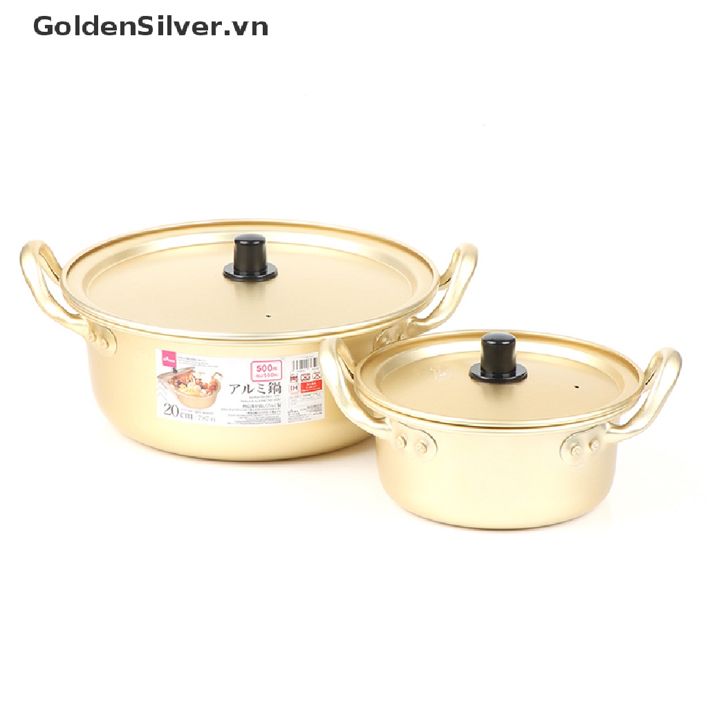 Nồi Nấu Mì Ramen Hàn Quốc Bằng Nhôm Có Tay Cầm Màu Vàng Kim